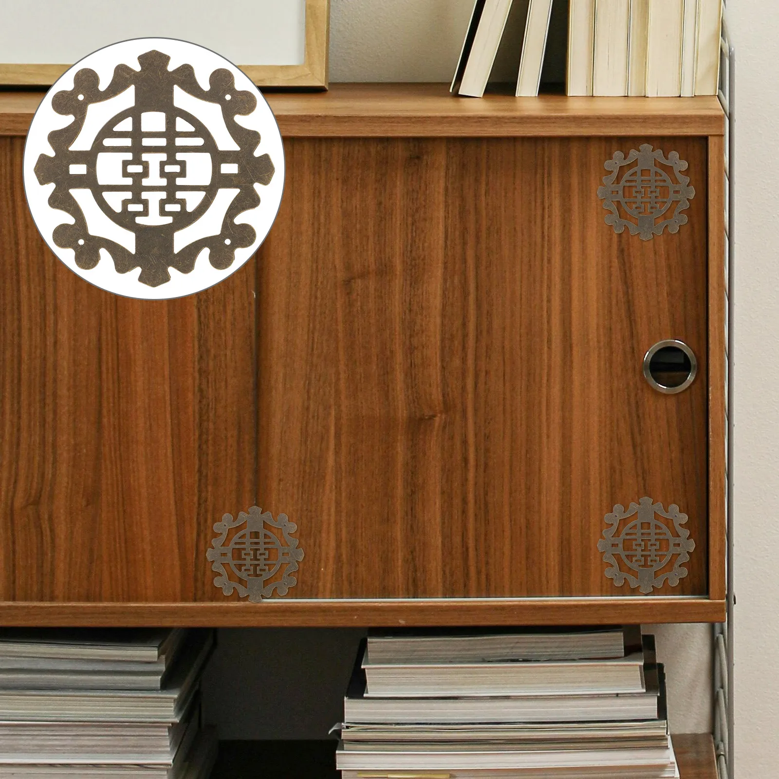 

1 Set Iron Cabinet Door Applique Furniture Corner Decor Vintage Style Home Supplies Iron Crafts Appliques Furniture Decorative