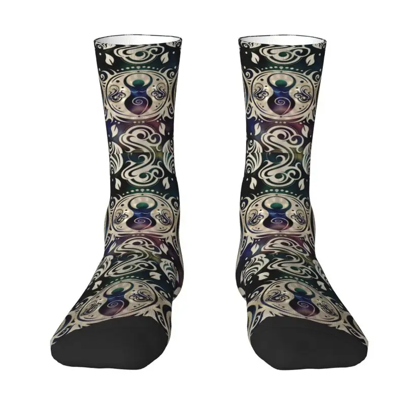 Triple Moon Goddess Moonlight Dress Socks Mens Womens Warm Funny Novelty Pagan Wiccan Crew Socks