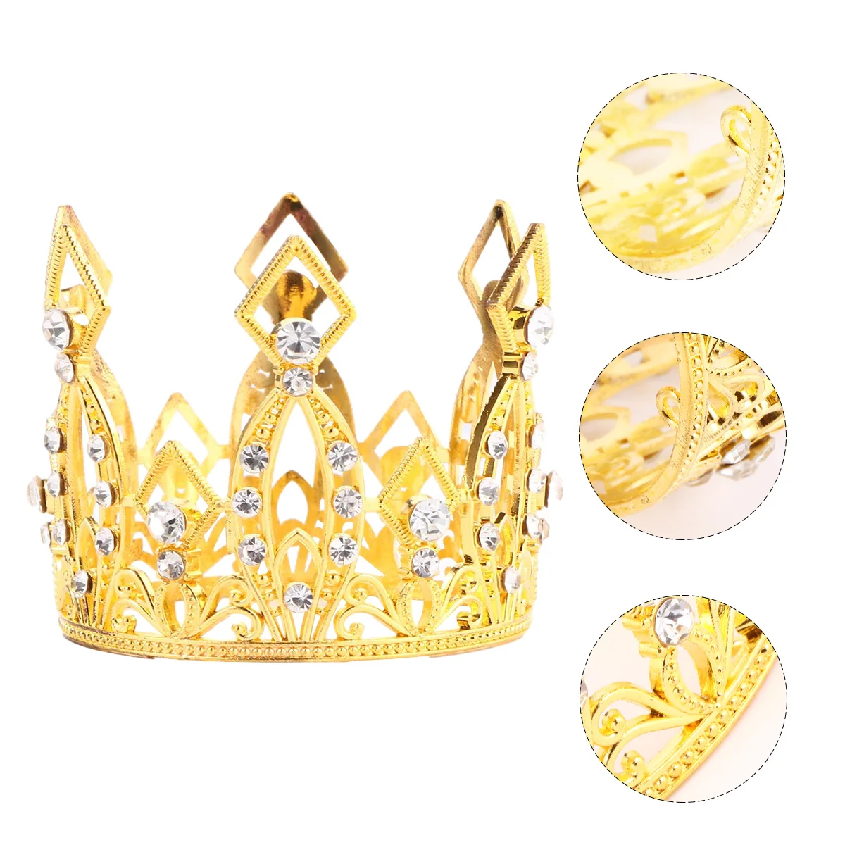 

2Pcs Crown Cake Decor Bride Princess Mini Aluminum Alloy Adornment for Wedding Party Gifts Accessories Packaging