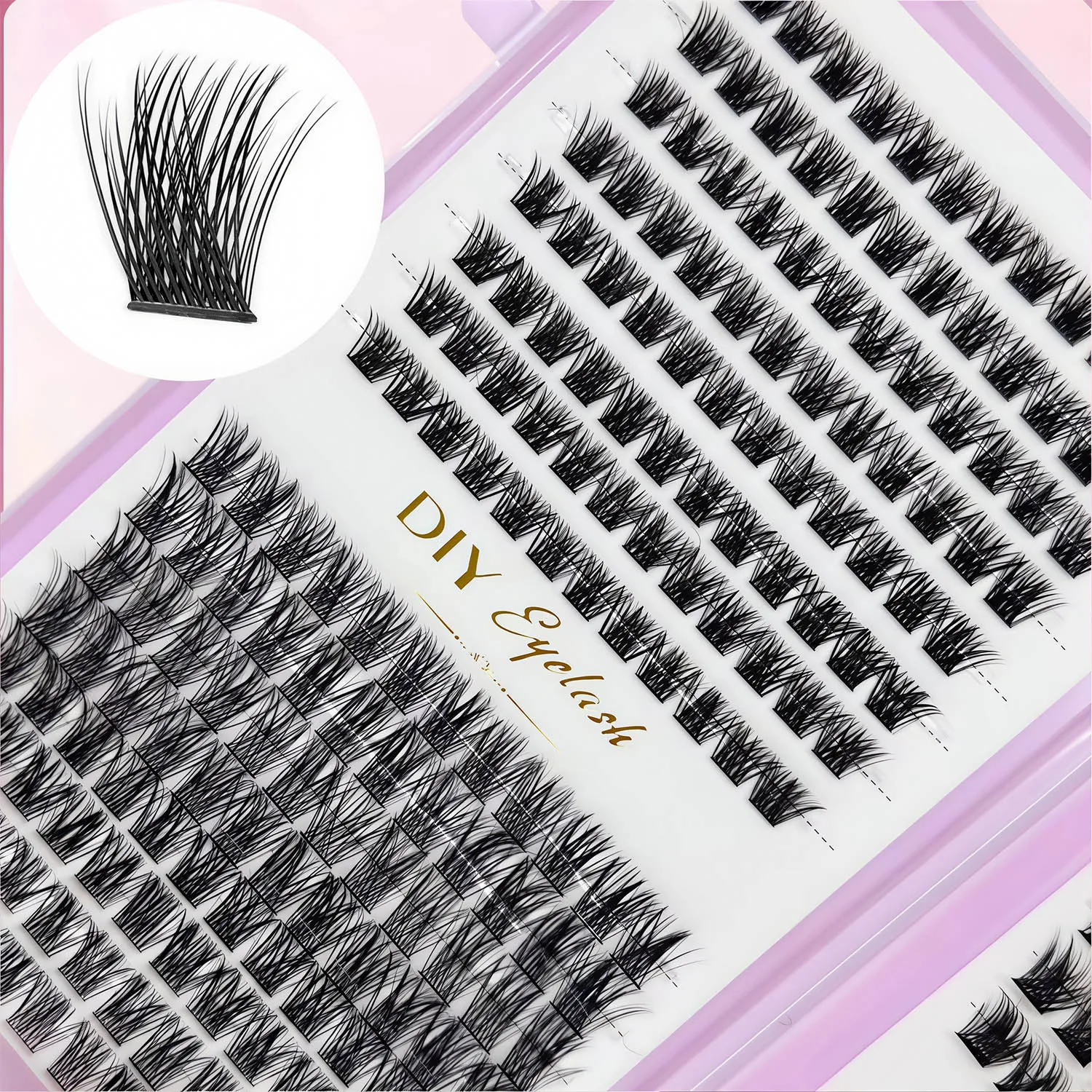 Clustered Eyelash Grafting Strips Are Used to Lengthen Eyelashes, Achieving a Natural Makeup Effect, a Light and Slender Appeara