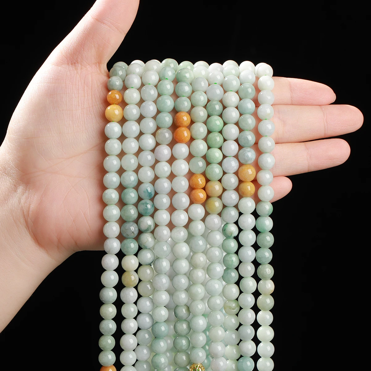 الحجر الطبيعي ثلاثي الألوان الزمرد الجاديت حبة مستديرة فاصل فضفاض الأحجار الكريمة حبة لصنع المجوهرات سوار ذاتي الصنع إكسسوارات عقد #1