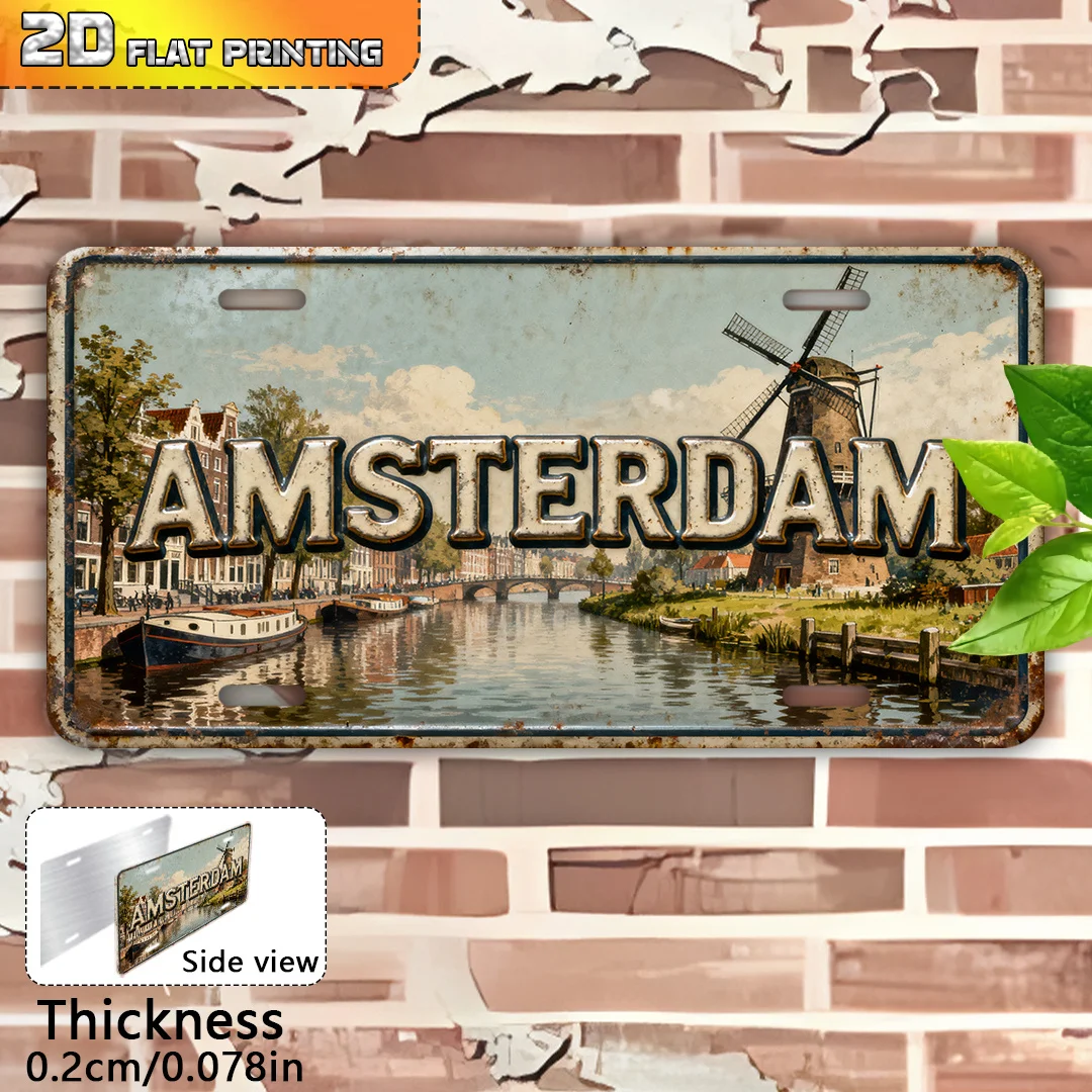 Home Office Logo - 2D Flat, 1pc Vintage Amsterdam Sign