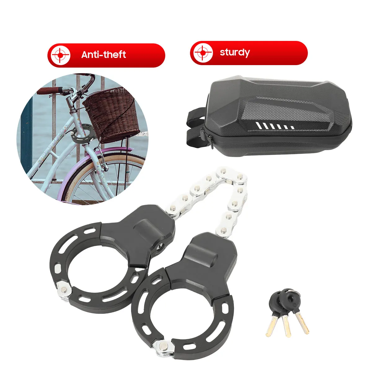 Lucchetto per manette ad alta sicurezza Lucchetto antifurto Lucchetto per catena per bicicletta Lucchetto per bicicletta e scooter elettrico Lucchetto per bicicletta