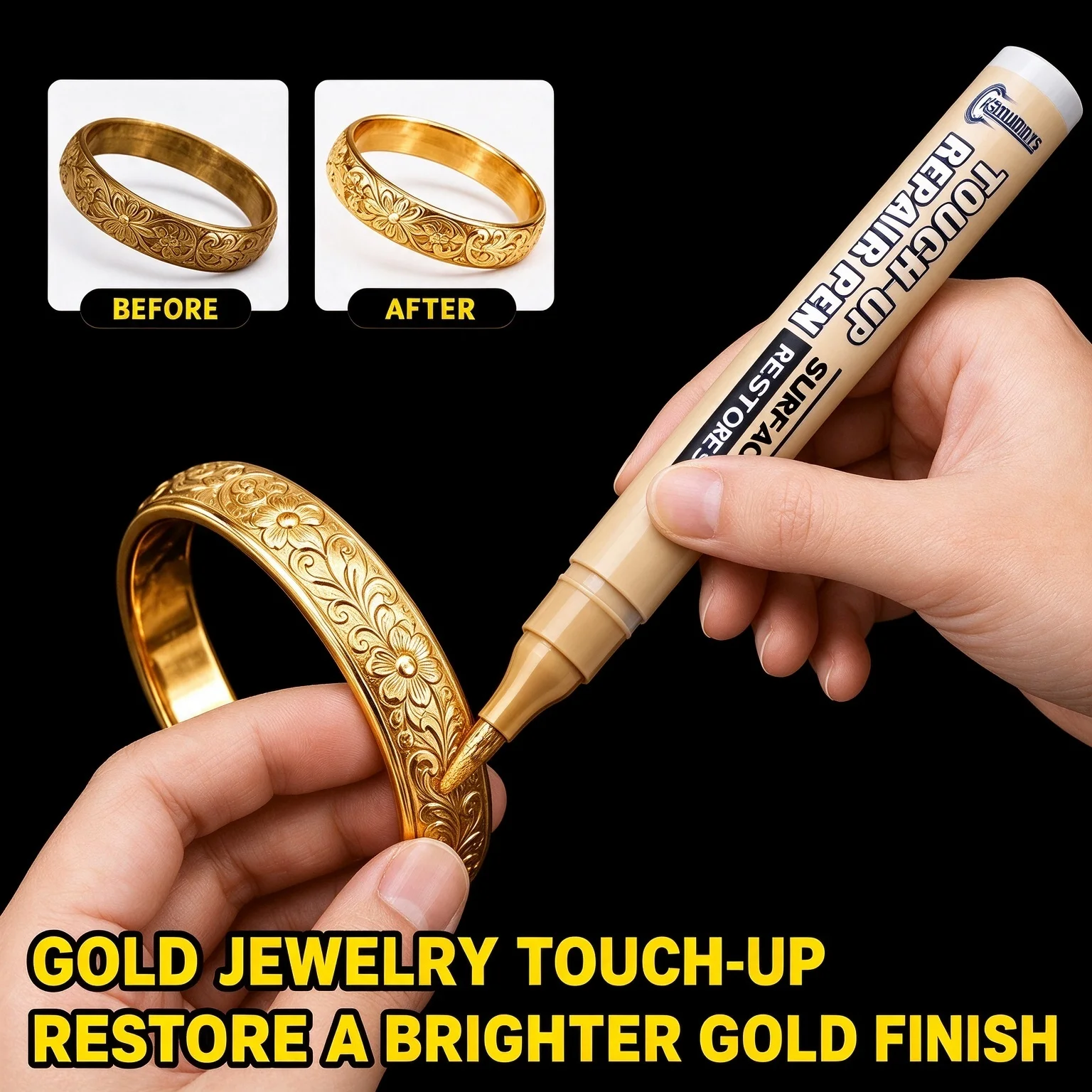 Color Restoration Pen, Used to Restore the Color of Jewelry Surfaces; Converts Other Colors into Golden; Suitable for Necklaces,