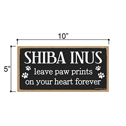 Honey Dew Gifts Shiba Inus Leave Paw Prints, Wooden Pet Memorial Home Decor, Decorative Dog Bereavement Wall Sign, 