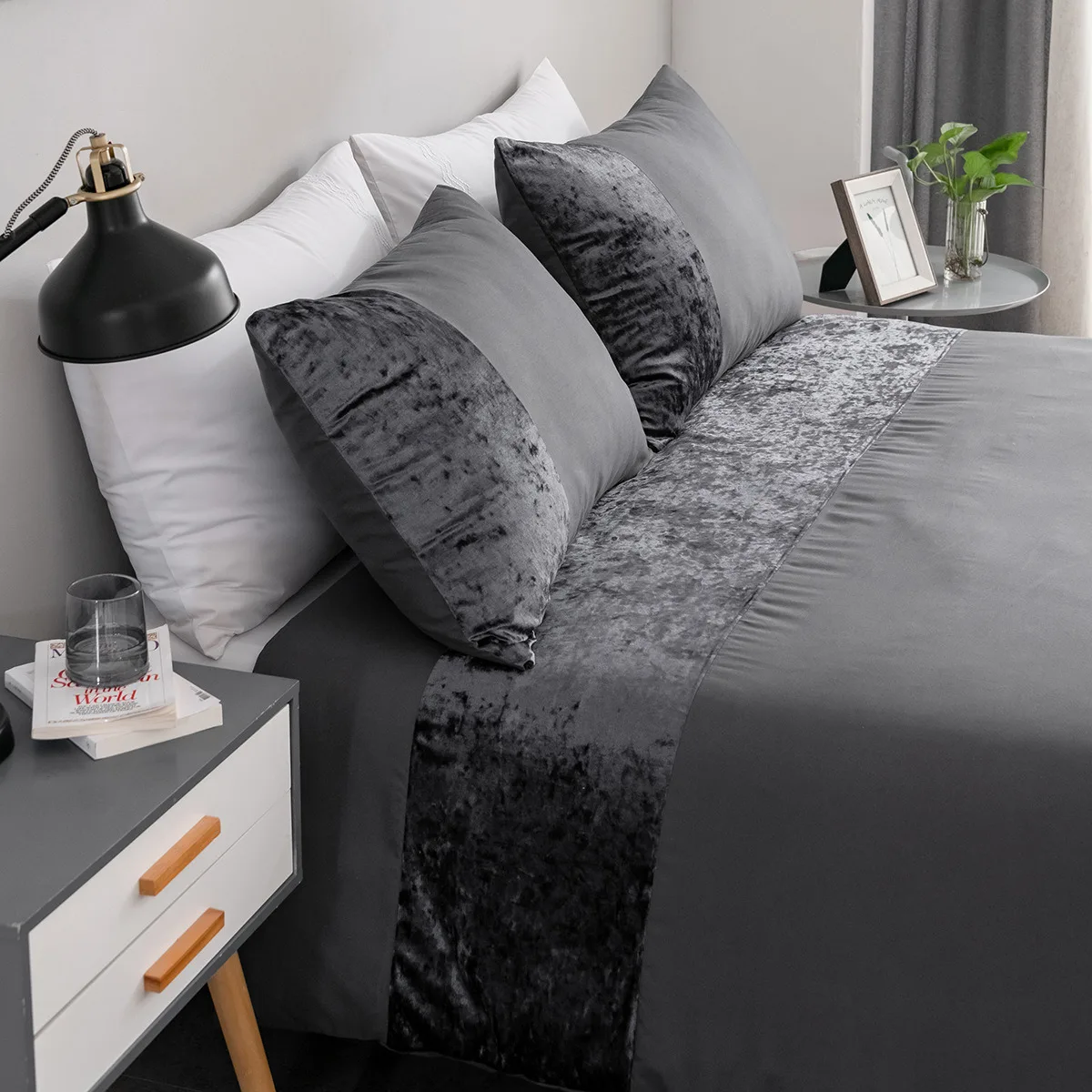 

Damask Velvet Patchwork Silver Duvet Cover Set Single Twin Double Queen King Cal King Size Bed Linen Set