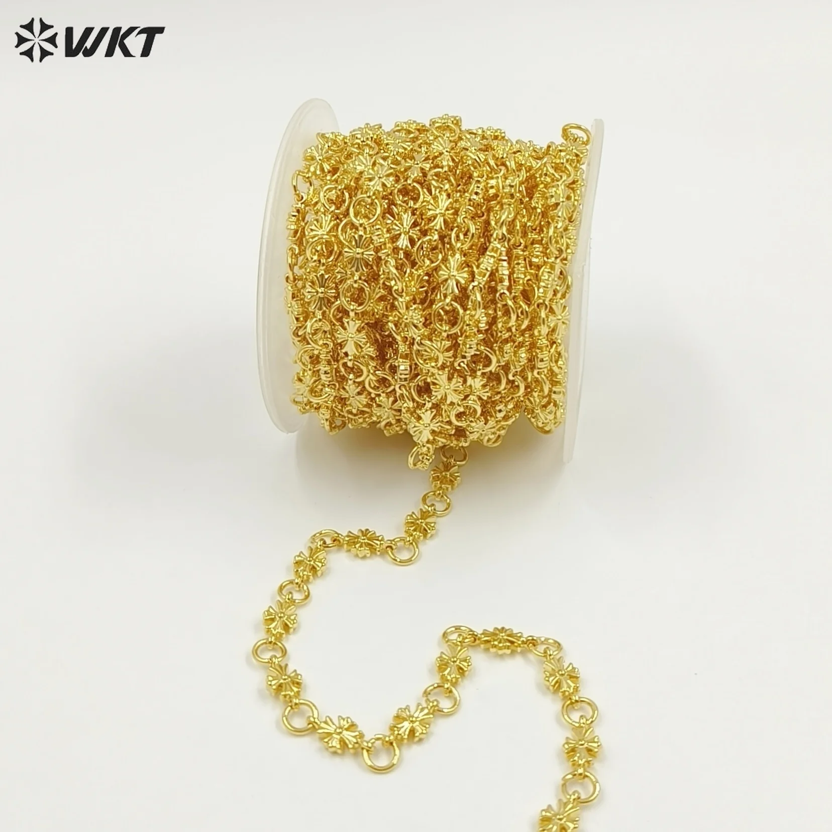 

WT-BC264 Изысканные крошечные подвески с текстурой и твердой тонкой желтой латунь, 5-метровая цепочка Forsale, ювелирные изделия ручной работы