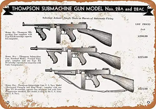 علامة Fsdva المعدنية - بنادق Thompson Submachine - فن ديكور الحائط العتيق