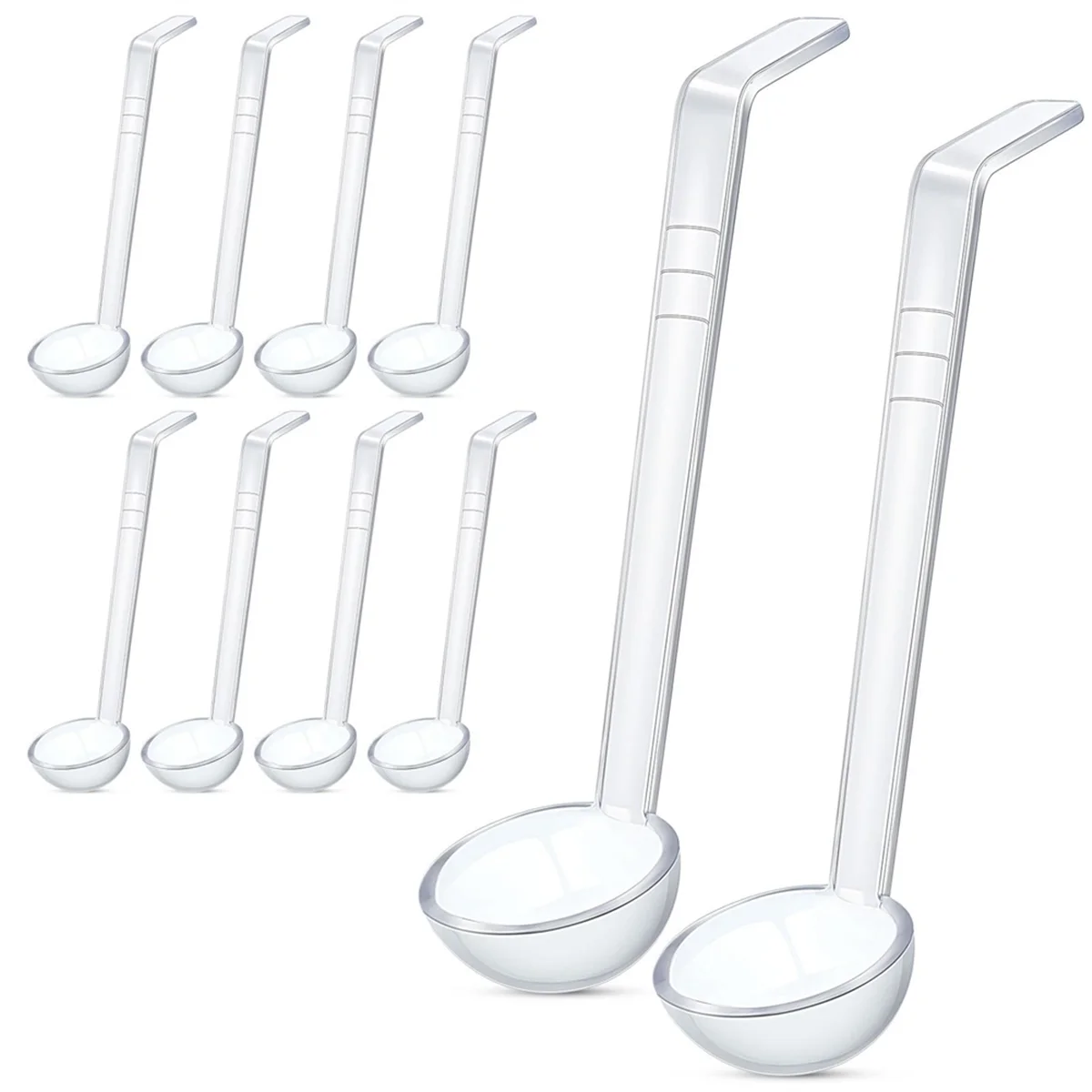 10 Pieces 7.8Inch 1Oz Clear Small Ladle Mini Ladle for Sauce Long Handle Plastic Punch Bowl Ladle Serving Spoons