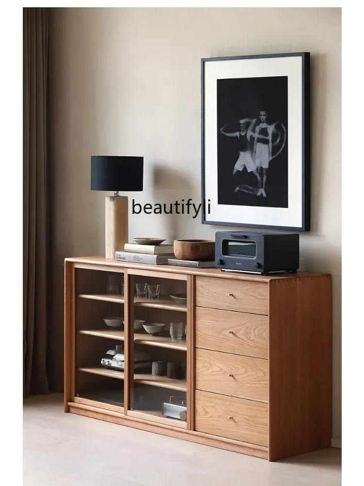 

zxqNordic Modern Minimalist Solid Wood Sideboard/Japanese Retro Oak Storage Tea Cabinet Cupboard living room furniture