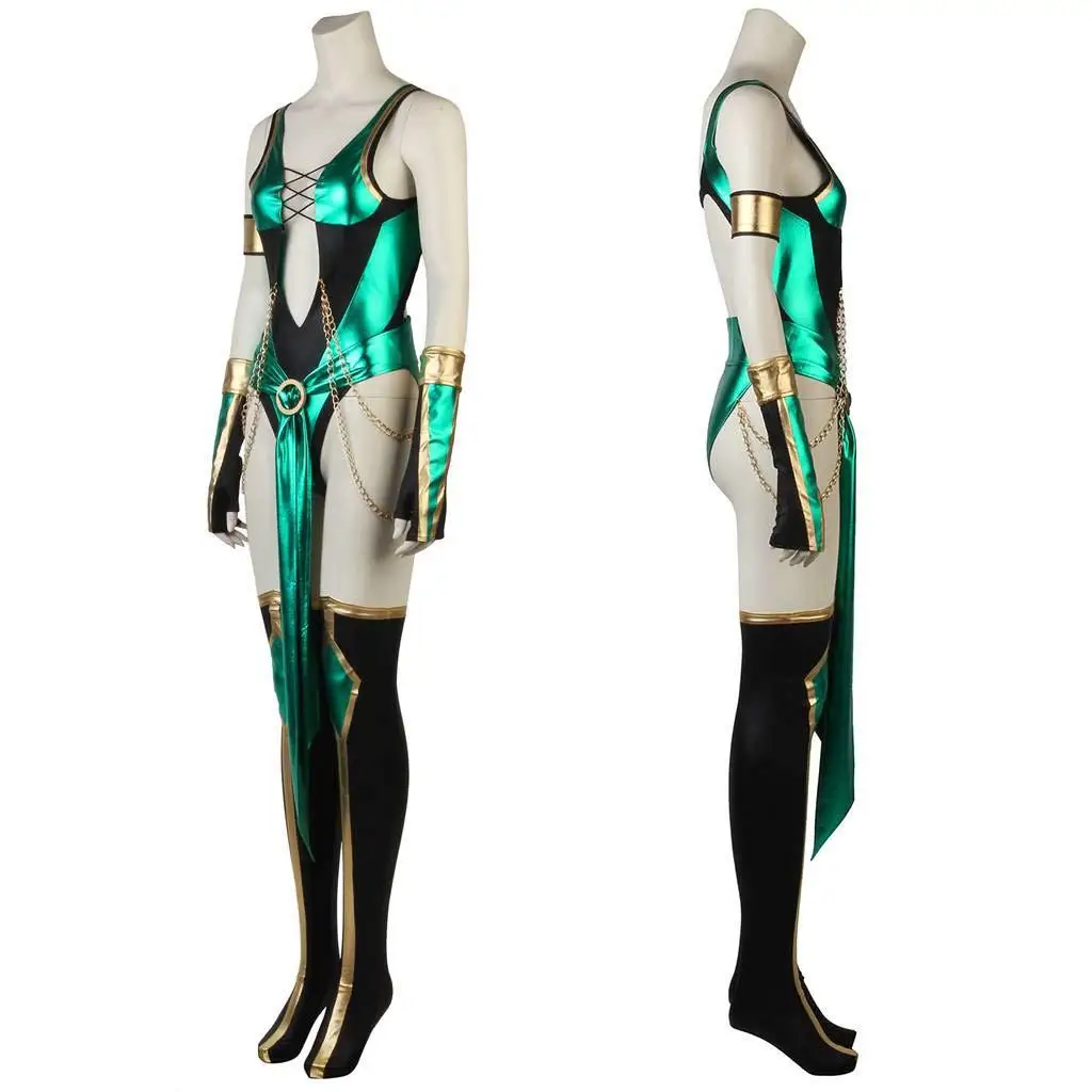 Game Mortal Kombat X Jade Costume Cosplay Blue Sexy Tights Battle Combat Women's Outfit Adult Full Suit Halloween Carnival Suit