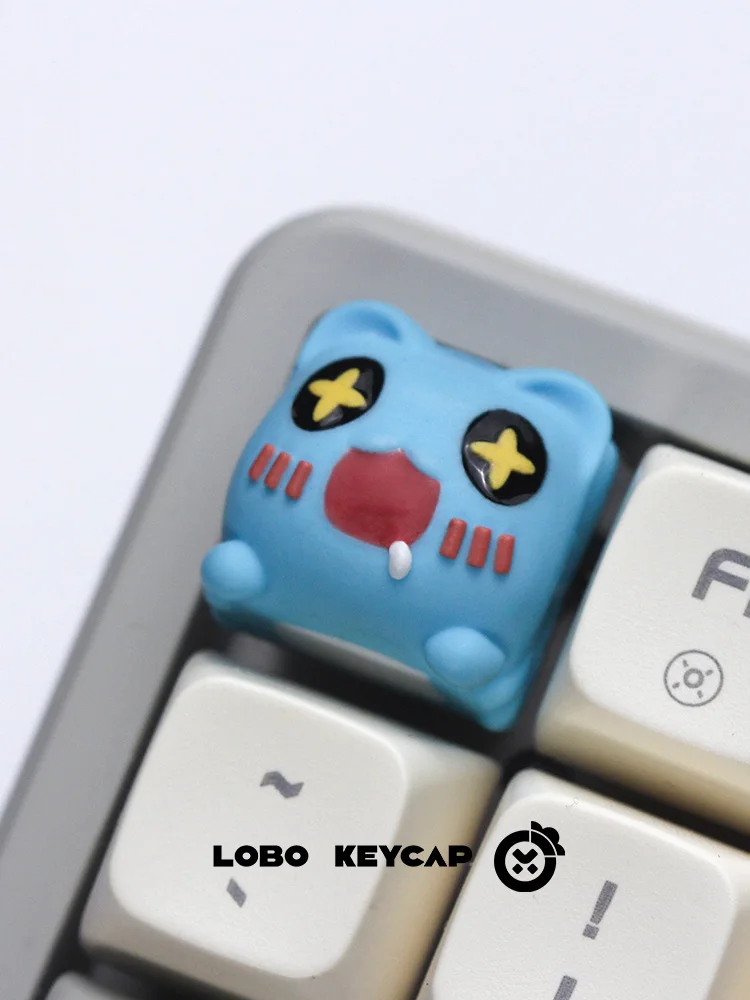 Cute Cat Animal Keycaps Custom Original Artist Design Resin Key caps Kawaii Point Keycap for gaming Rainy75 Accessories key caps