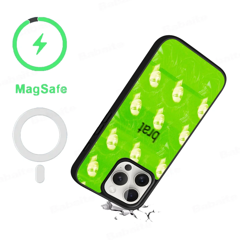 B-Brat C-Charli XCX Phone Case Magnetic Case For iPhone 16 14 13 12 11 15 Pro Max Plus For Magsafe Wireless Charge Cover