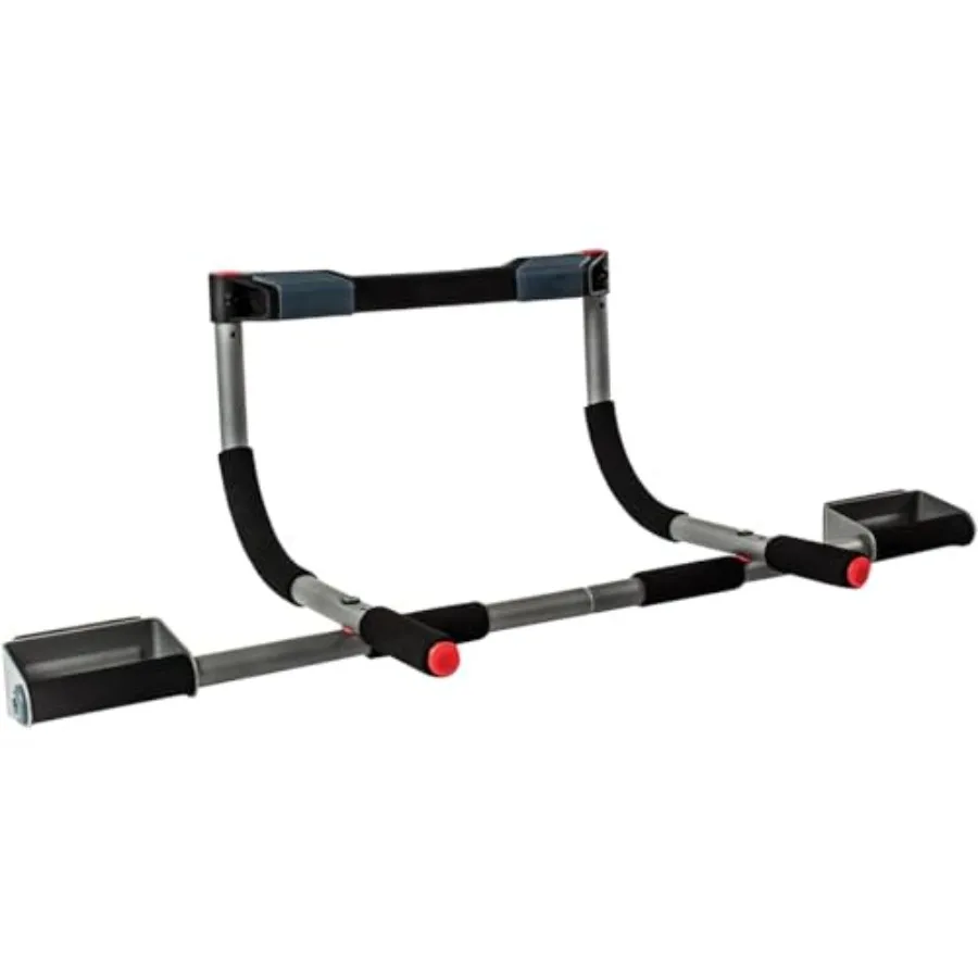 

Portable Doorway Pull Up Bar and Gym System for Home Workouts Steel Frame with Adjustable Resistance Bands Black Compact Design