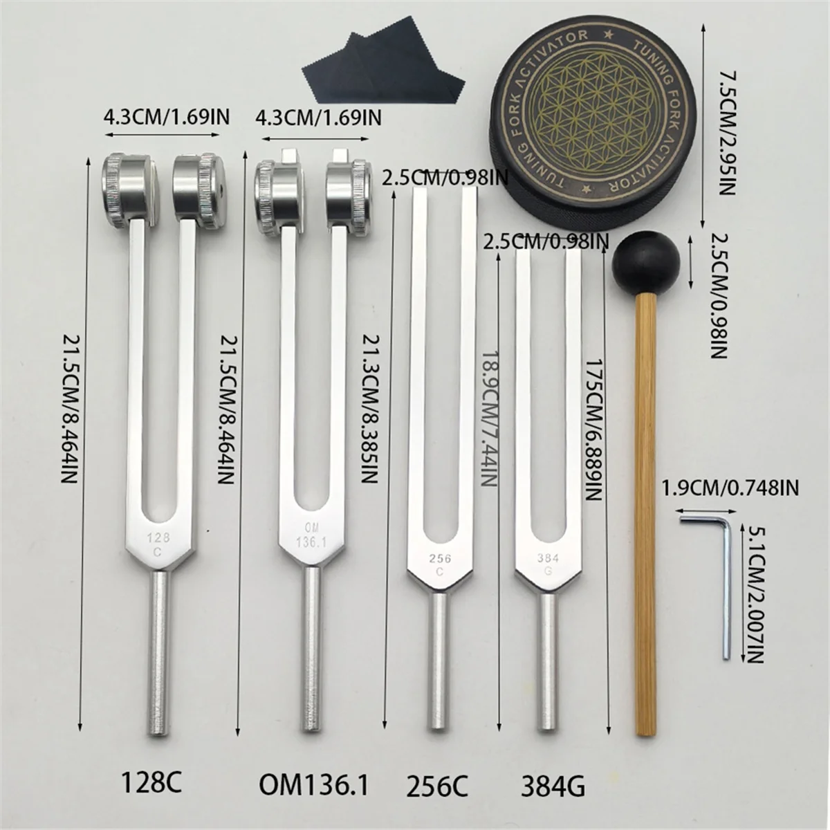 【today-only@】tuning-forks-for-healing-set-128hz-1361hz-256hz-384hzwith-hockey-puck-activator-for-chakras-sound-therapy