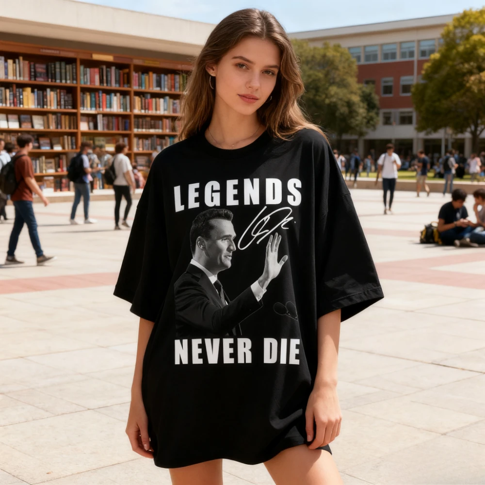 

Legends Never Die Charlie Kirk Tshirt Signature Tribute Faith Christian Truth T-Shirt The Eternal Patriot Always Remember Tee