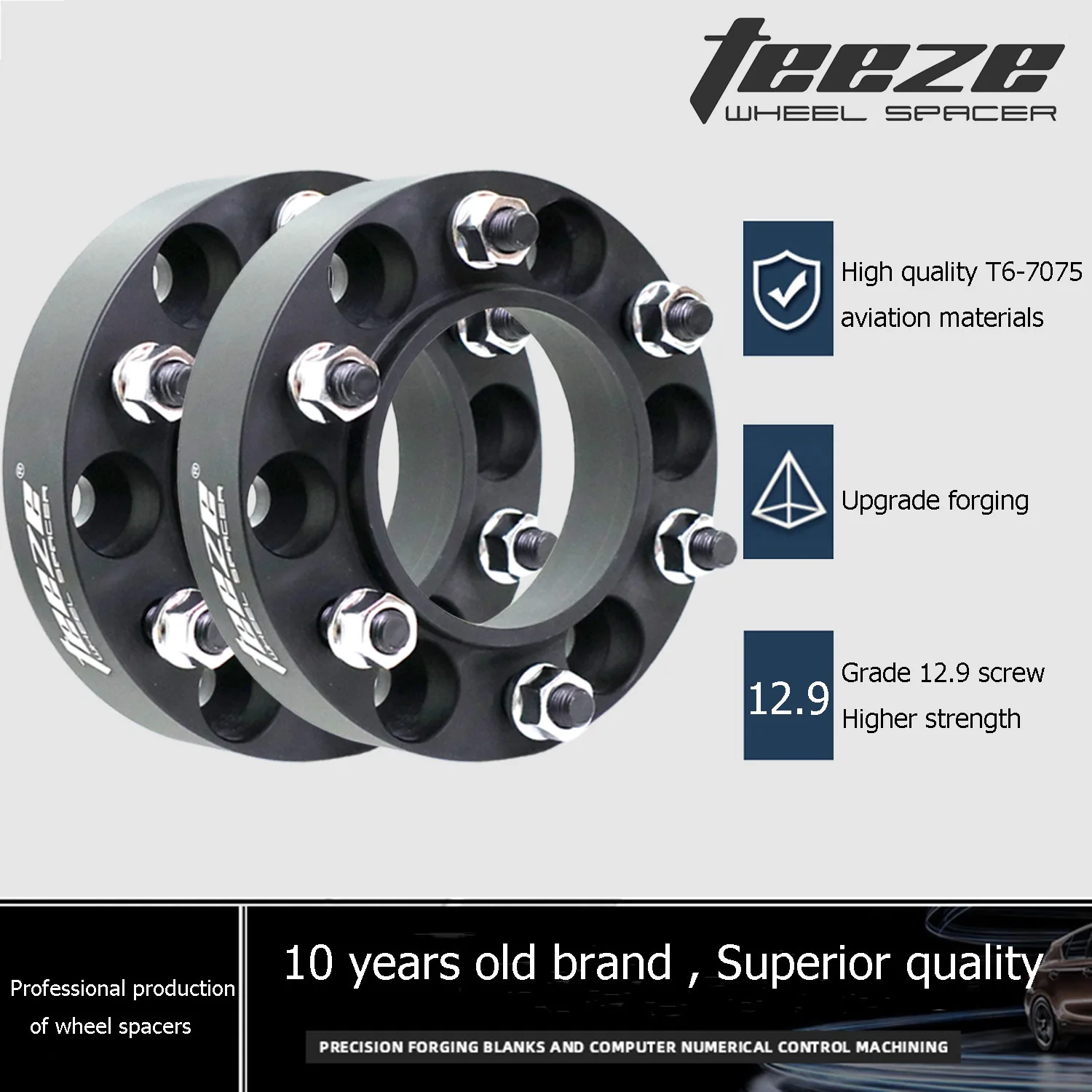 TEEZE Wheel Spacer 6x139.7 CB 106.1 For Toyota Land Cruiser Prado Hilux Revo Vigo T6-7075 Forged Aluminum Alloy 2 Pieces