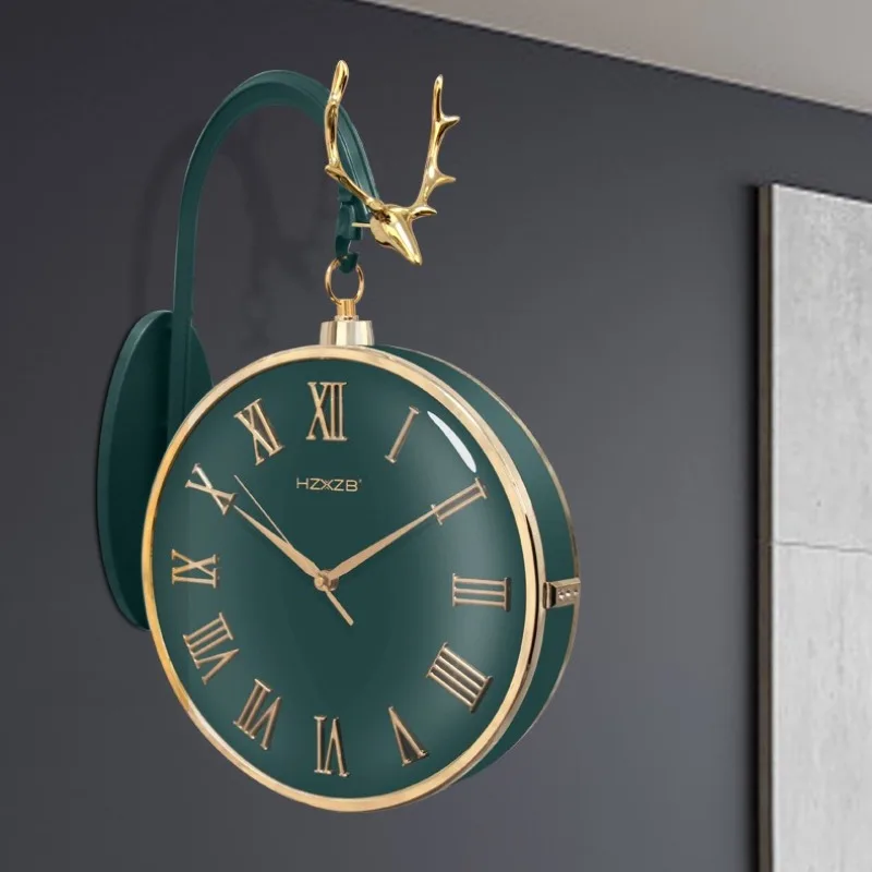 Modern Nordic Double Sided Wall Clock Minimalist Creative Wall Mounted Silent Clocks Large Size Living Room Ornament Clocks