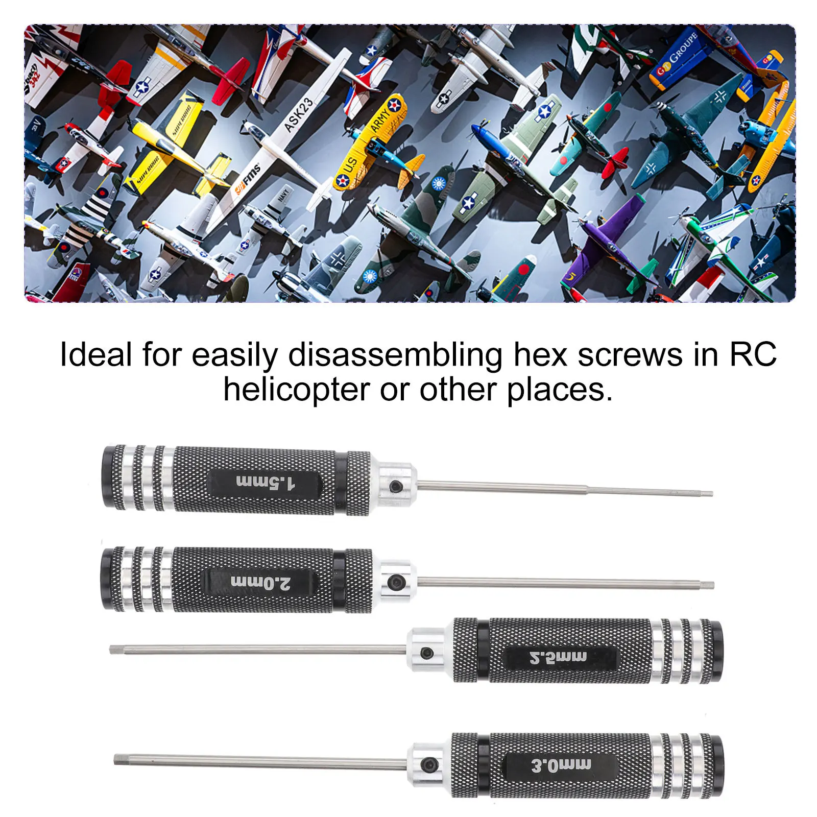 

4pcs Screwdriver Set Screwdriver Set High-Speed Steel Tool For Rc Helicopter Airplane Repair Metal Allen Key Hand Tool