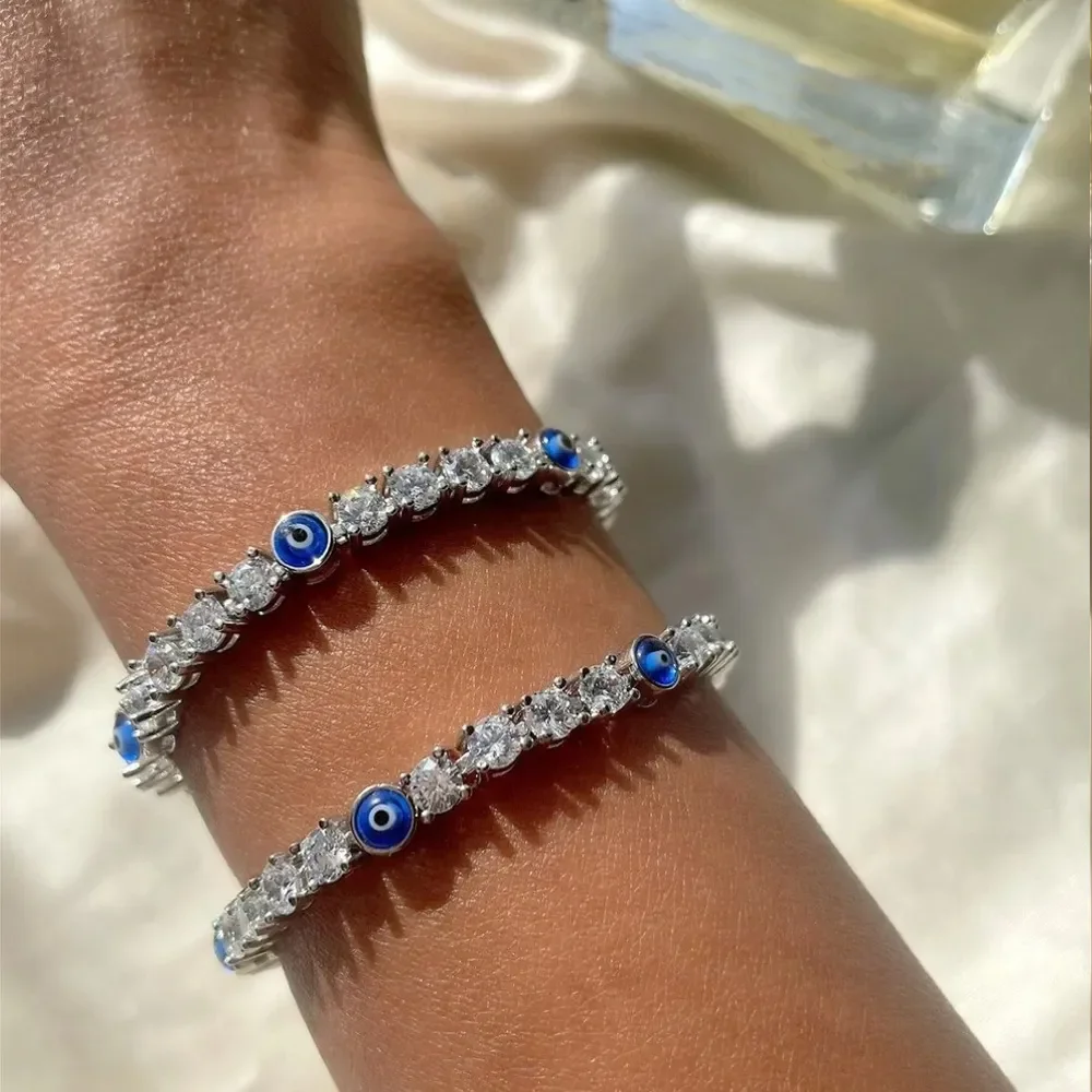 Kpop türkisch bösen Blick Tennis Armband Perlen für Männer Frauen HipHop Kristall Strass Pulse ras Hand kette Schmuck Geschenk zubehör