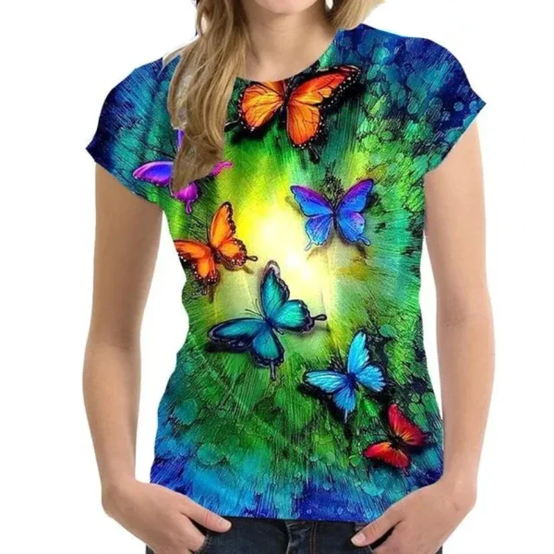 

Fashion Women Clothing Butterfly 3D Print T-shirt Personalized Casual Oversized T Shirt Harajuku Street Unisex Tops Tees