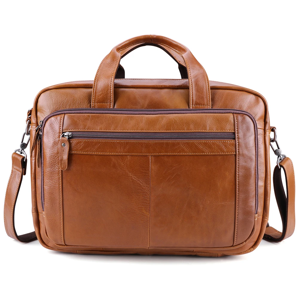 

Genuine leather men's briefcase 17 inch computer bag retro large capacity business handbag