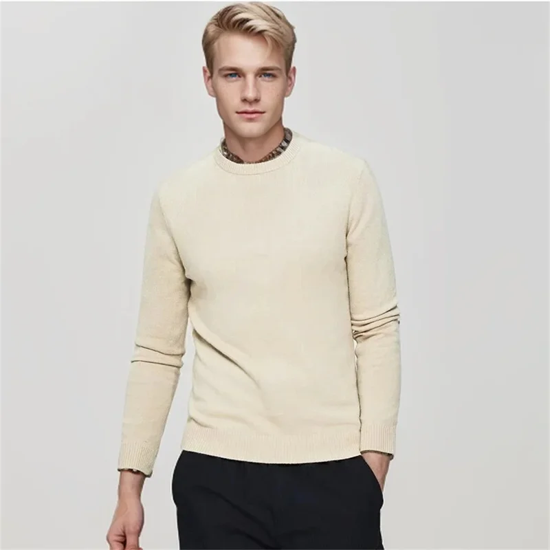 

23color Cashmere Blended Thick Pullover Men Sweater Luxury Clothing Autumn Winter Jersey Hombre Jumper Pull Homme Hiver Knitted