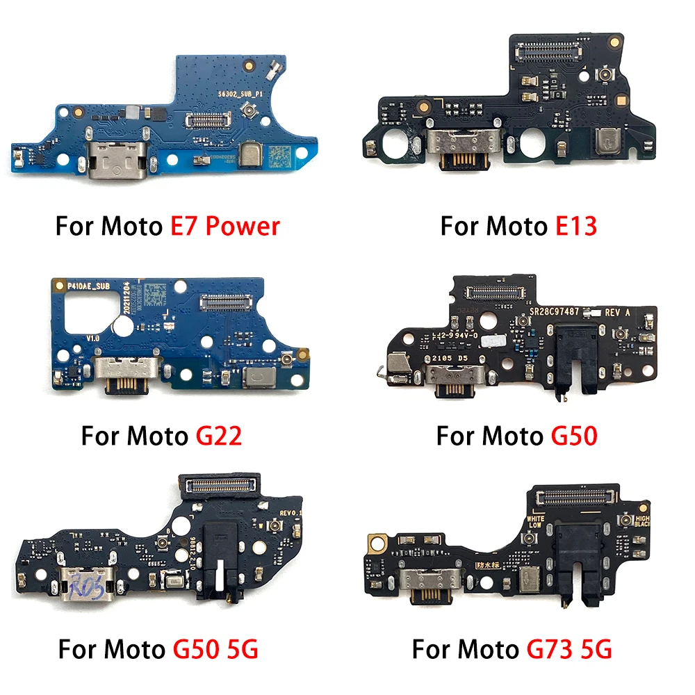 10Pcs，For Moto E13 E7 Power G22 G50 G73 5G USB Charging Dock Jack Plug Socket Port Connector Charge Board Flex Cable With Micro