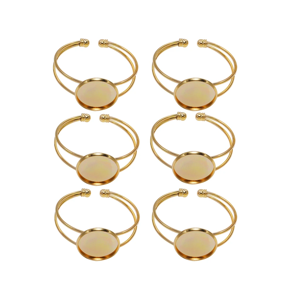 

6pcs 20Mm Round Copper Plate Diy Bracelet Trays For Jewelry Making Durable Resin Craft Bezels Cameo Photo Custom Gifts Golden