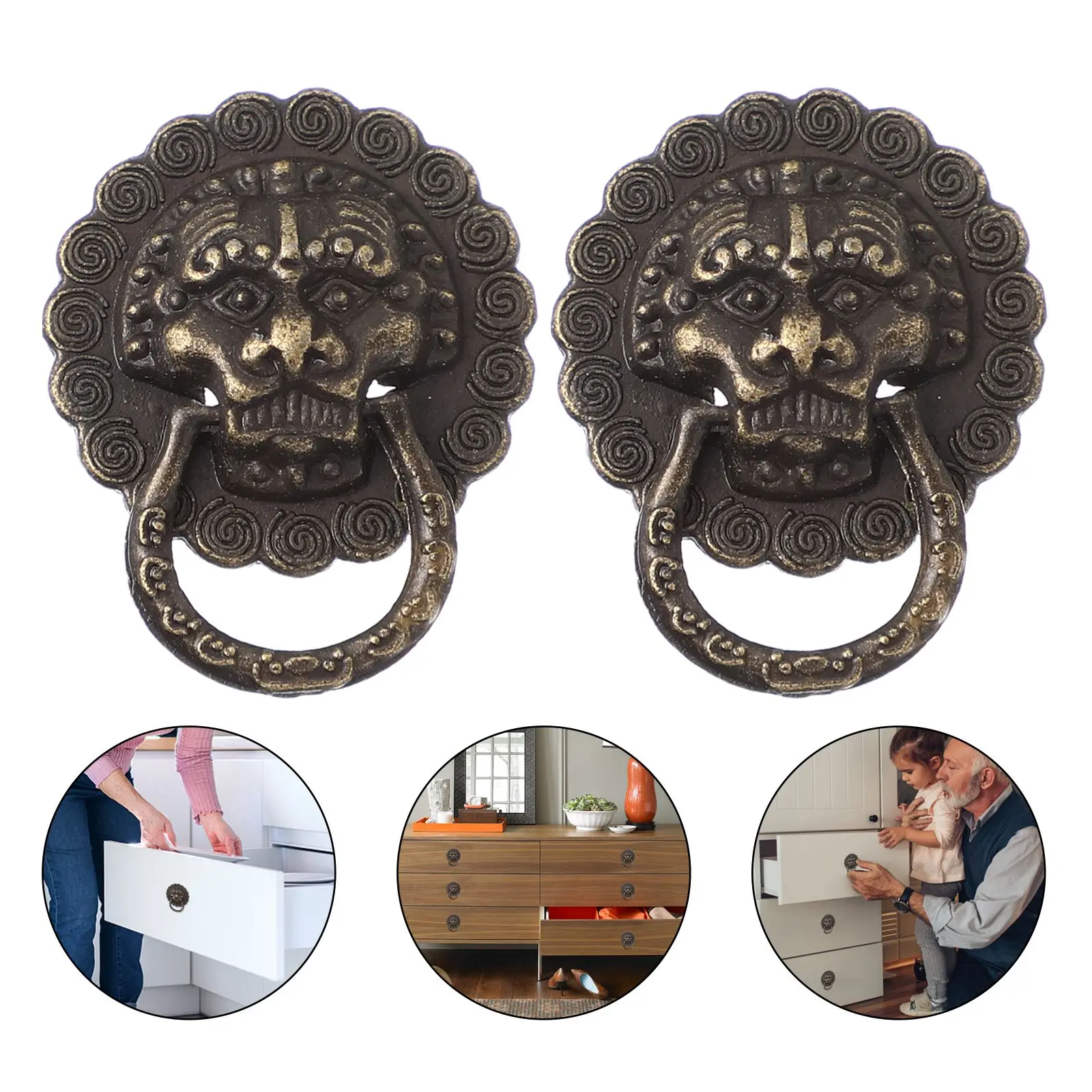 

24 Pcs Drawer Pulls Drawer Pull Durable Lion Head Design For Cabinet Door Furniture Hardware Furniture Door Pull Decor