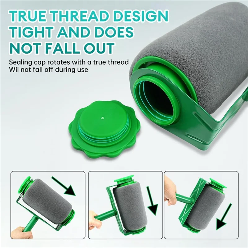 

Professional 6-Piece Paint Roller Set For Walls And Ceilings - Extendable Brush, Tray, Rollers, Stirrer - Non-Drip-AA26