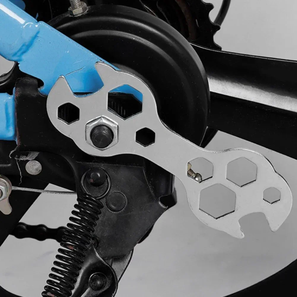 10 In 1 Mini Flat Steel Hexagon Useful Spanner Multi Functions Repair Tool Hex Key 8-17mm Bike Hex Key Spanner Repair Tools