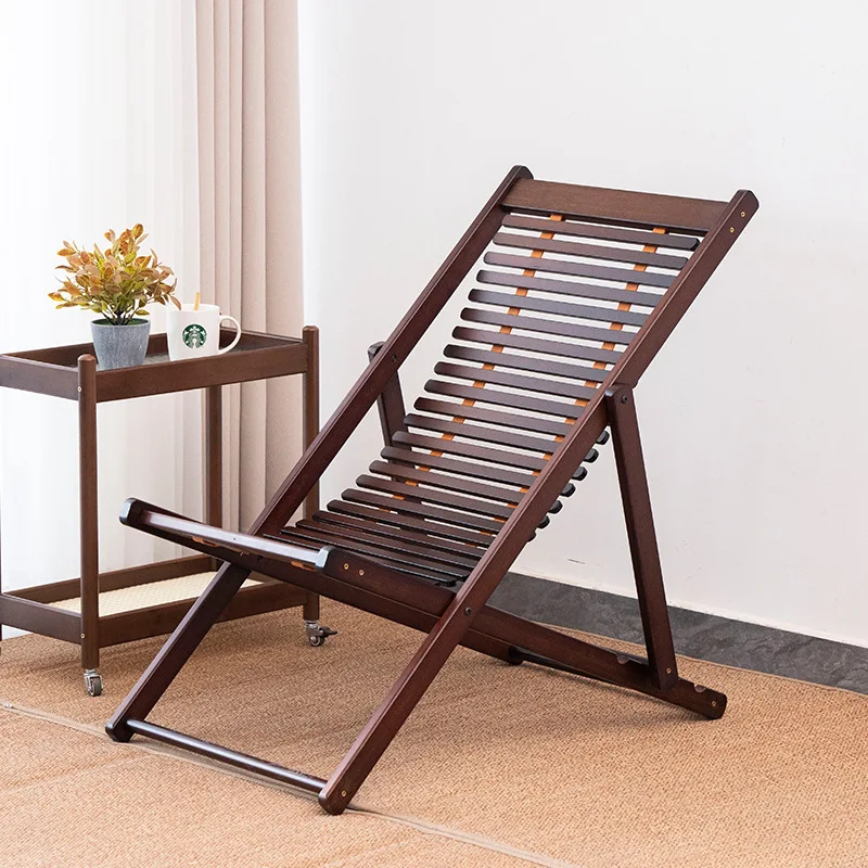 

Reclining chair folding can sit reclining bamboo couch for the elderly with lazy balcony office leisure chair free