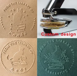 Custom Embosser Stamp, from the library embosser, Personalized Book Embosser, custom logo,gift for book lover cute cat design