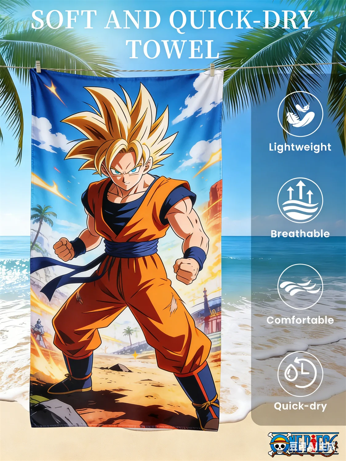 Dragon Ball Strandtuch, Anime-Fan-Favorit Vegeta Super Saiyan Blue Print Schnelltrocknendes Handtuch für Strand, Pool und Anime-Enthusiasten
