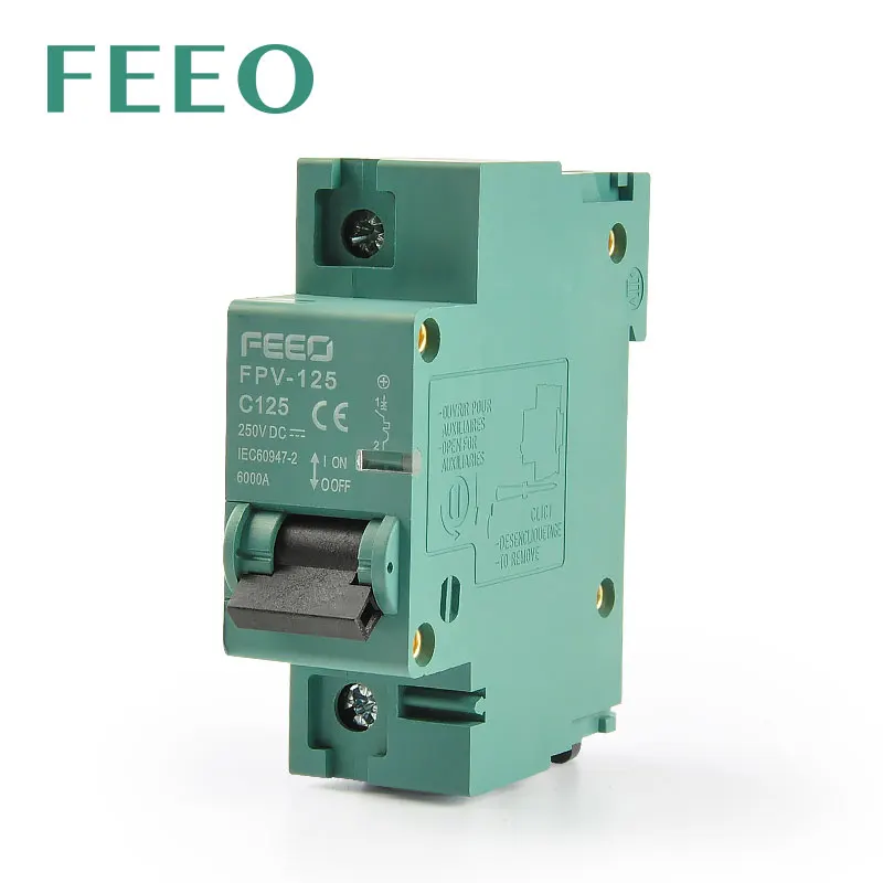 FEEO 1P FPV-125 Dc Breaker on Din Rail Electric Circuit Breaker Switch 220v MCB for Solar Protection Breaker PV CE Certification