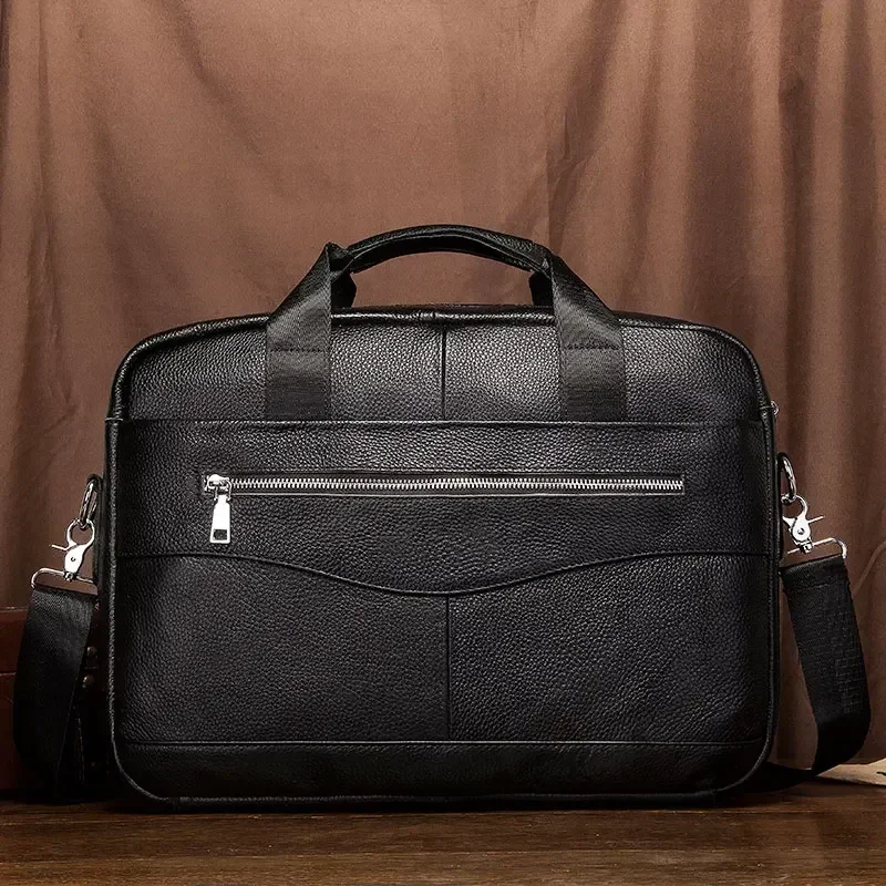 Genuine Leather Men's Briefcase for Work High Quality Laptop Bags Casual Male Shoulder  Messenger Top Layer Leather Travel Bags