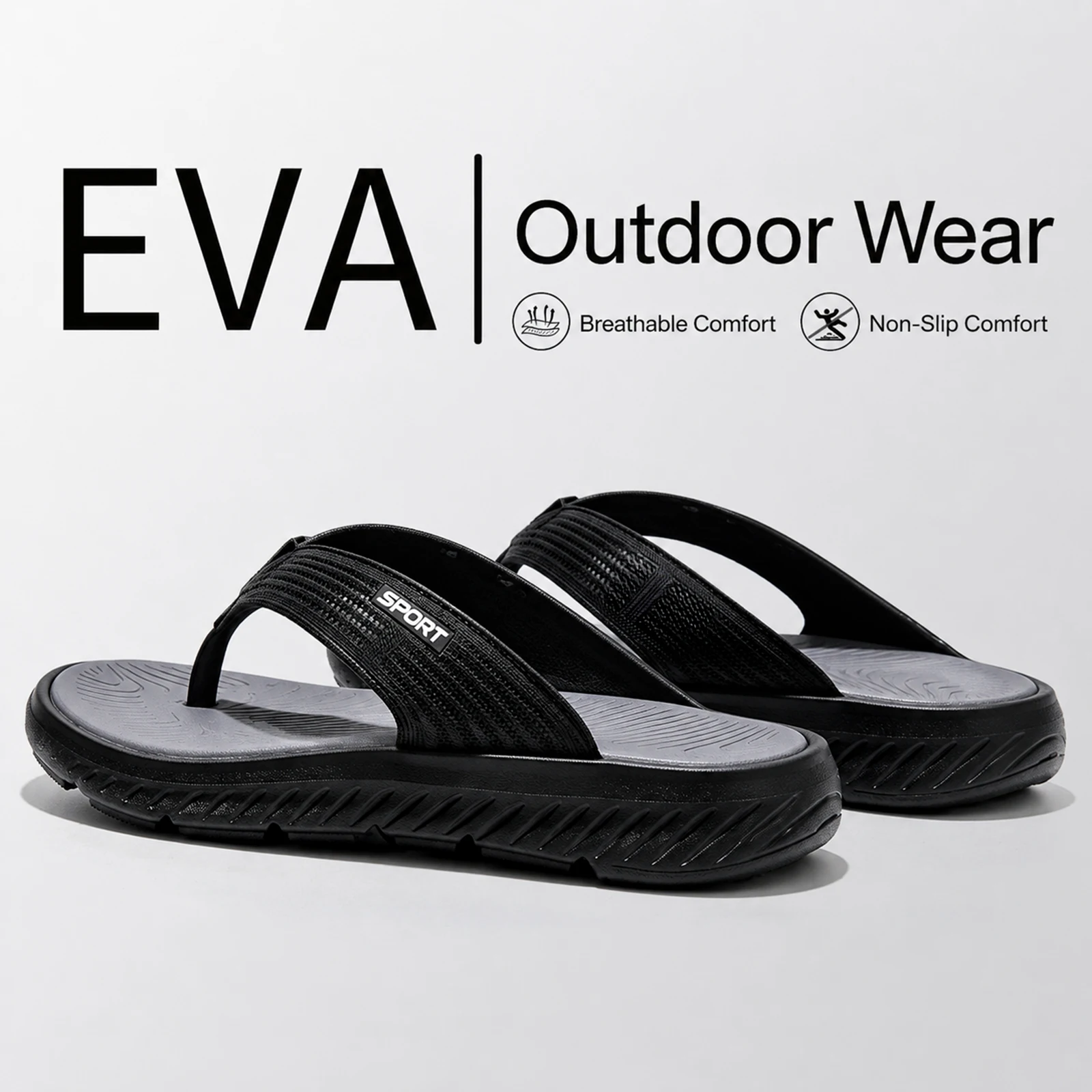 Men's Outdoor Flip Flops,Thongs Sandals Comfort Slippers for Beach, Flats Non-Slip Soft Summer Beach Shoes Indoor and Outdoor, Arch Support Yoga Mat Summer Beach Walking Thong Cushion Sandals, Casual