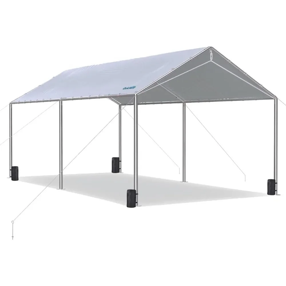 10x20 ft Heavy Duty Car Canopy Galvanized Frame Carport Outdoor Party Tent Boat Shelter with 3 Reinforced