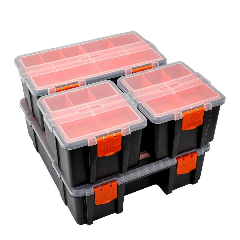 DELIXI ELECTRIC 6/10/13 Inch Parts Storage Box Drill Bit Sorting Box Tool Box Classification and Grid Box Screw Storage Box