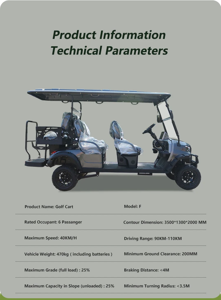 lsv Fast Electric Utility Luxury 72v Lithium Battery Golf Cart Street Legal 6 Seat 5KW AC Motor 50-70km/h