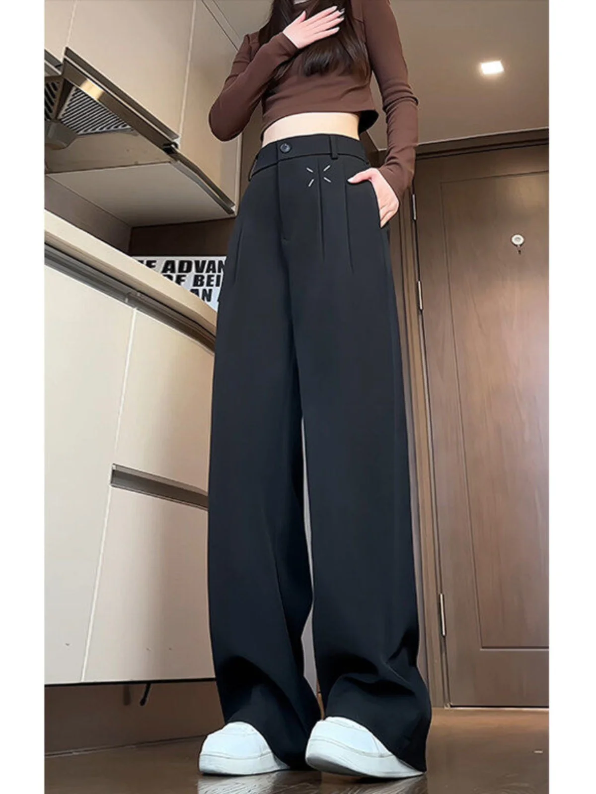 

Cleanfit Men's Bla Casual Pants Spring Autumn High Waist Straight Leg Faionable Suits Loose Fit Youthful Sle Polyester ...