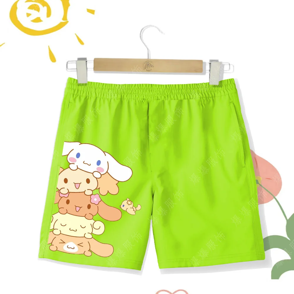 Children's beach shorts Sanrio printed Cinnamoroll Dog durable beach swimming vacation shorts with multi-color quick drying