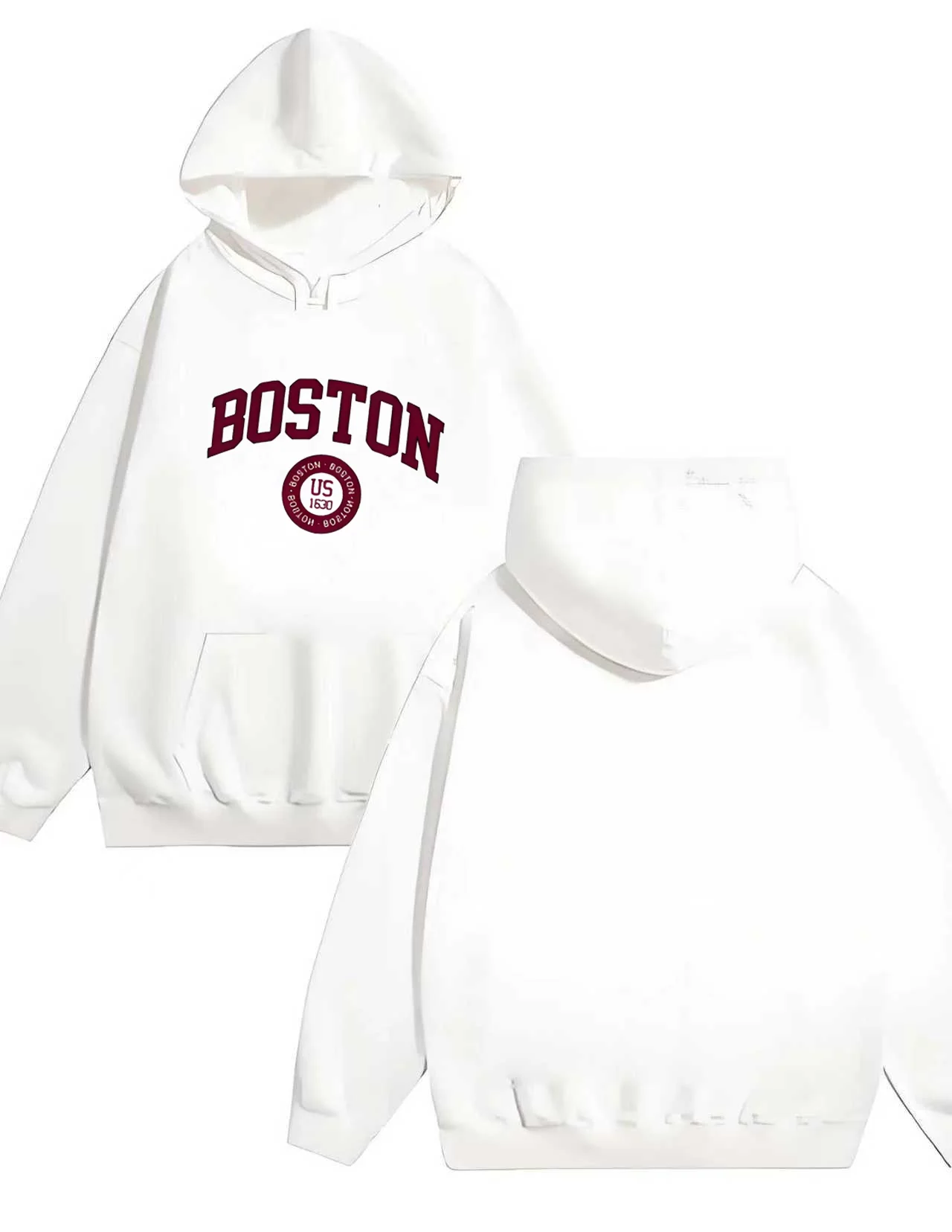 330G heavy-duty hooded sweatshirt the latest 2025 trendy Boston letter-printed men's and women's casual loose pullover