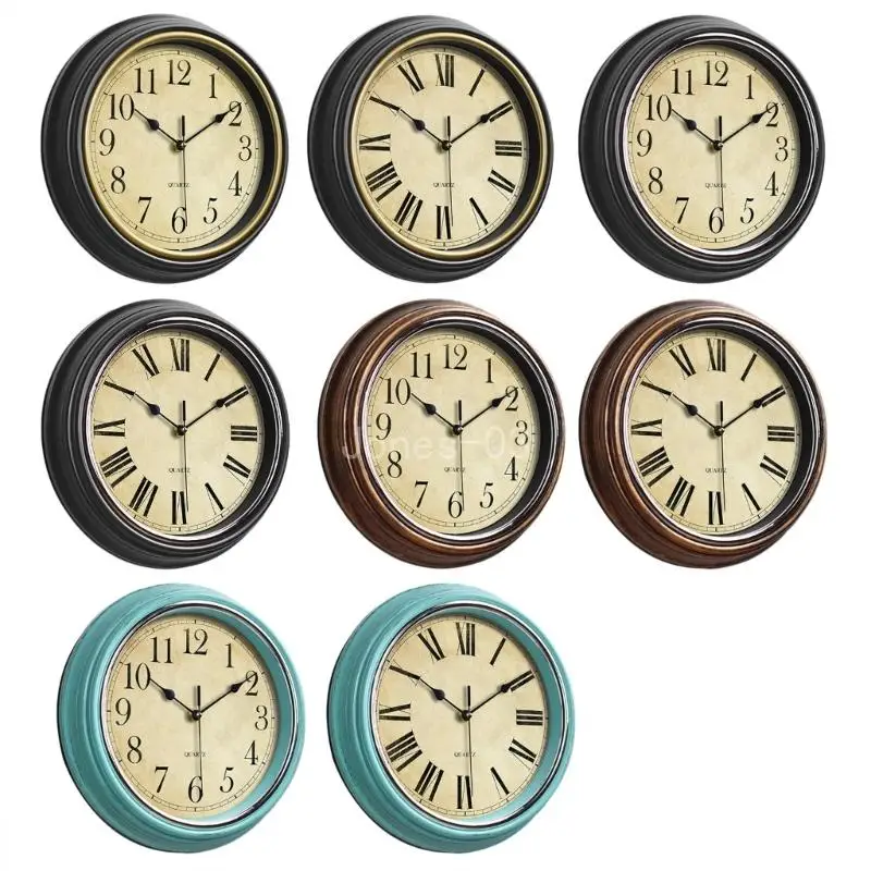 

Q6PE Non Ticking Clocks Easy to Read Roman/Arabic Numerals Wall Clock for Bedroom