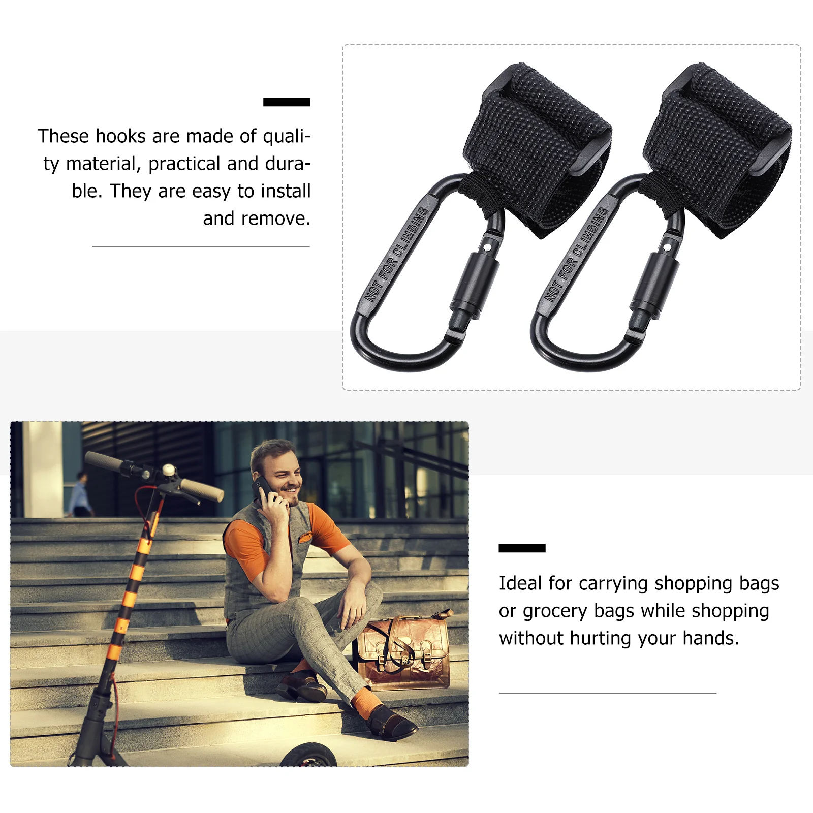 

2Pcs Stroller Hooks Non-Slip Durable Rotatable for Pram Pushchair Bag Holder Nursery Shopping Cart Clips Pushchair Hooks