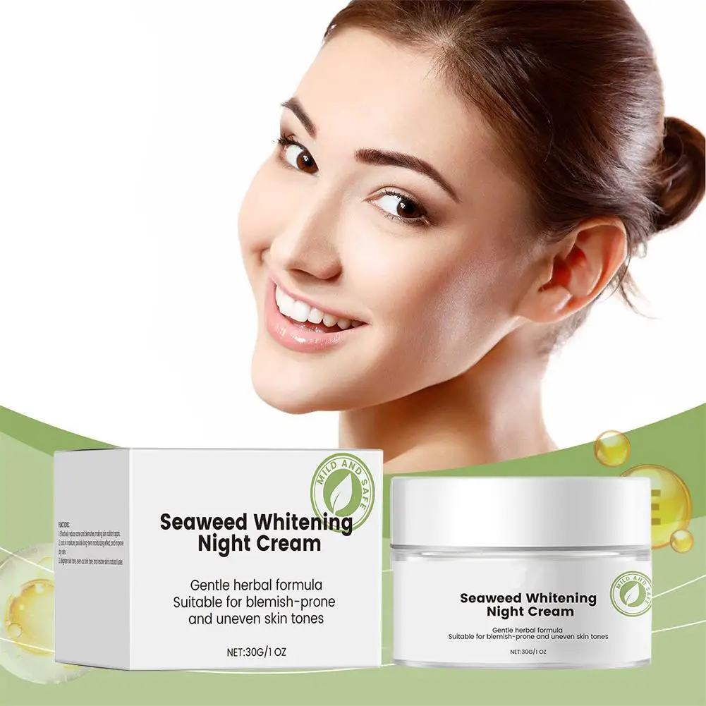 30G Nacht Revitaliserende Crème Zeewier Whitening Verhelderende Verzorgingslijn Huid Dun Whitening Hydraterende Anti-Droogheid N3d1