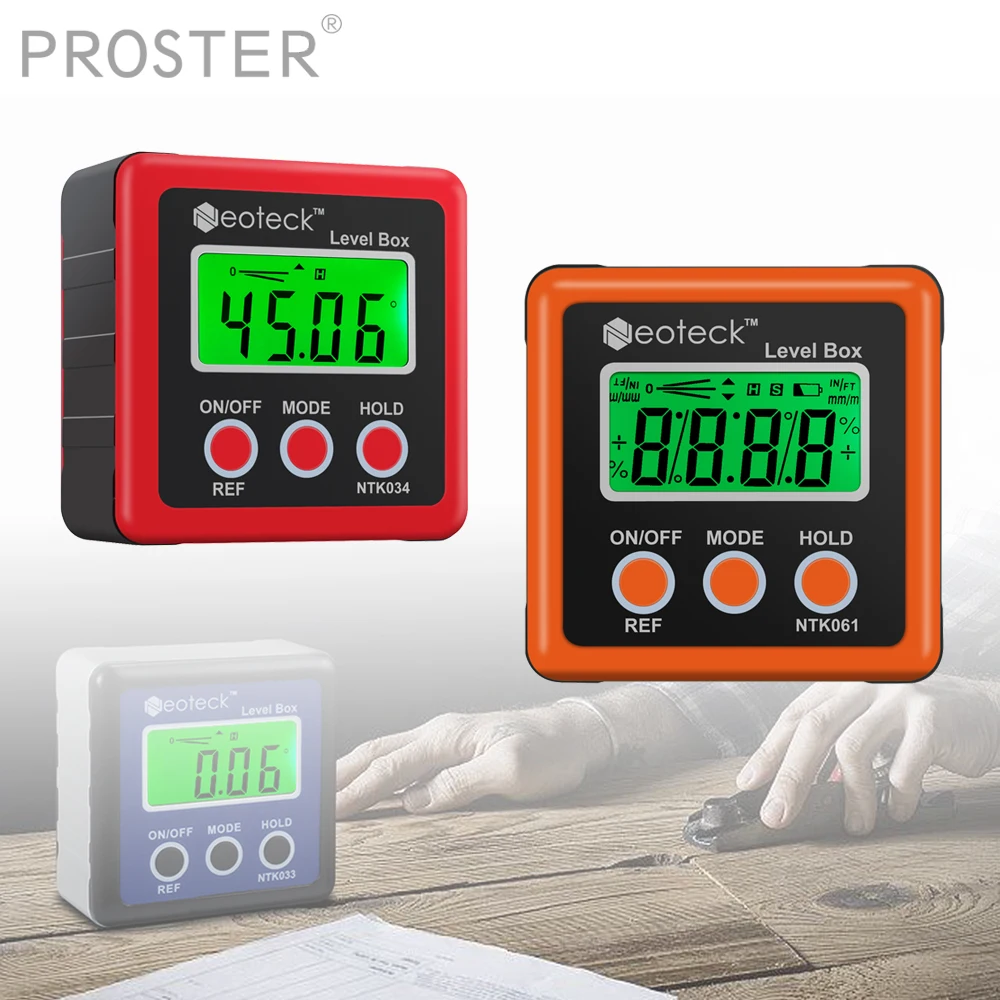 Precisão Digital Level Box Ferramenta de Medição Medidor de Ângulo 4×90 ° Transferidor Lcd Base Magnética Inclinômetro Tester Tool