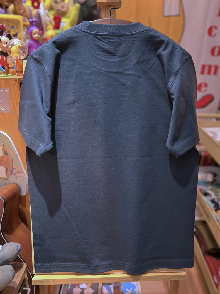 تي شيرت أمريكي عتيق الطراز لطيف من القطن الخالص بياقة دائرية وزن 265 جرام ثقيل الوزن للأزواج صيفي للتنقل اليومي بتصميم كرتوني...