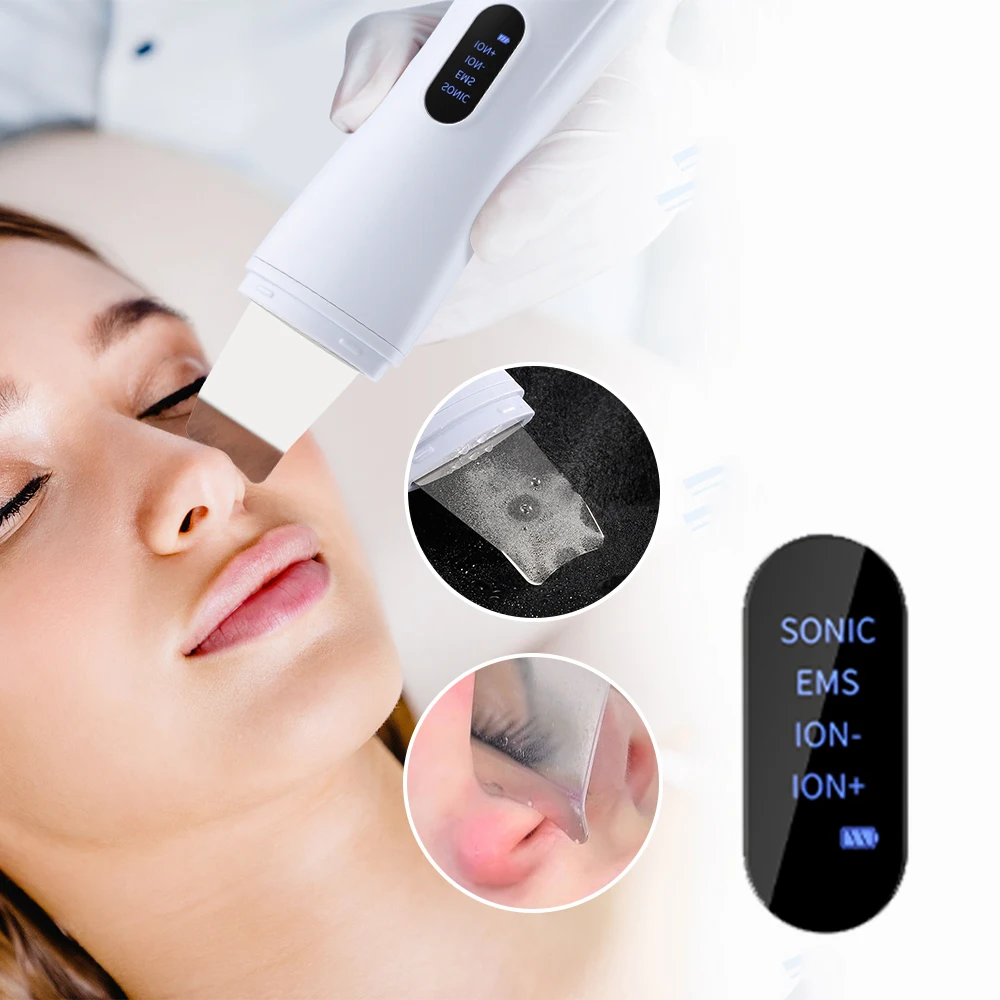 Depurador ultrasónico de la piel, espátula para la piel de la cara, limpieza de poros, 4 modos, eliminador de espinillas, pala peladora de puntos negros, herramienta para el cuidado de la piel